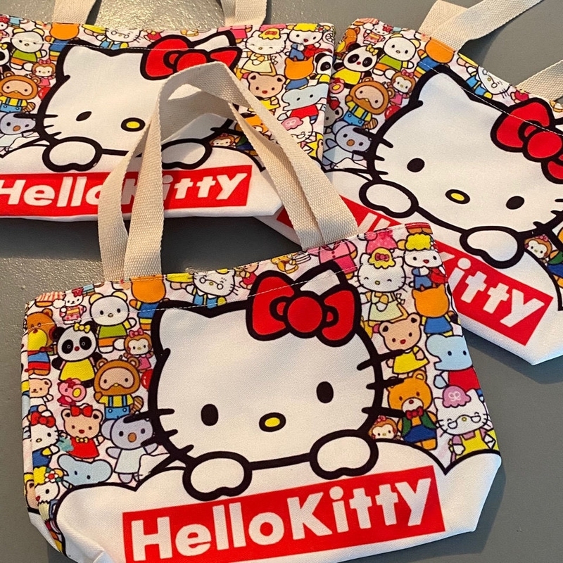 hello kitty帆布袋卡通凯特猫手提单肩包日系轻便购物袋便当袋