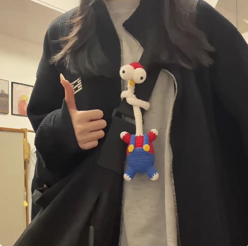 长脖子马里奥咕咕鸡玩偶书包挂件钥匙扣毛线钩织diy材料包送朋友图片