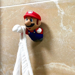 马里奥毛巾挂钩免打孔强力承重卫生间浴室墙壁门后无痕粘钩可爱