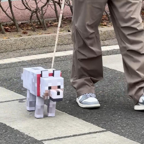 我的世界小狗纸膜纸箱拼装创意游戏周边送朋友生日礼物遛狗小玩具