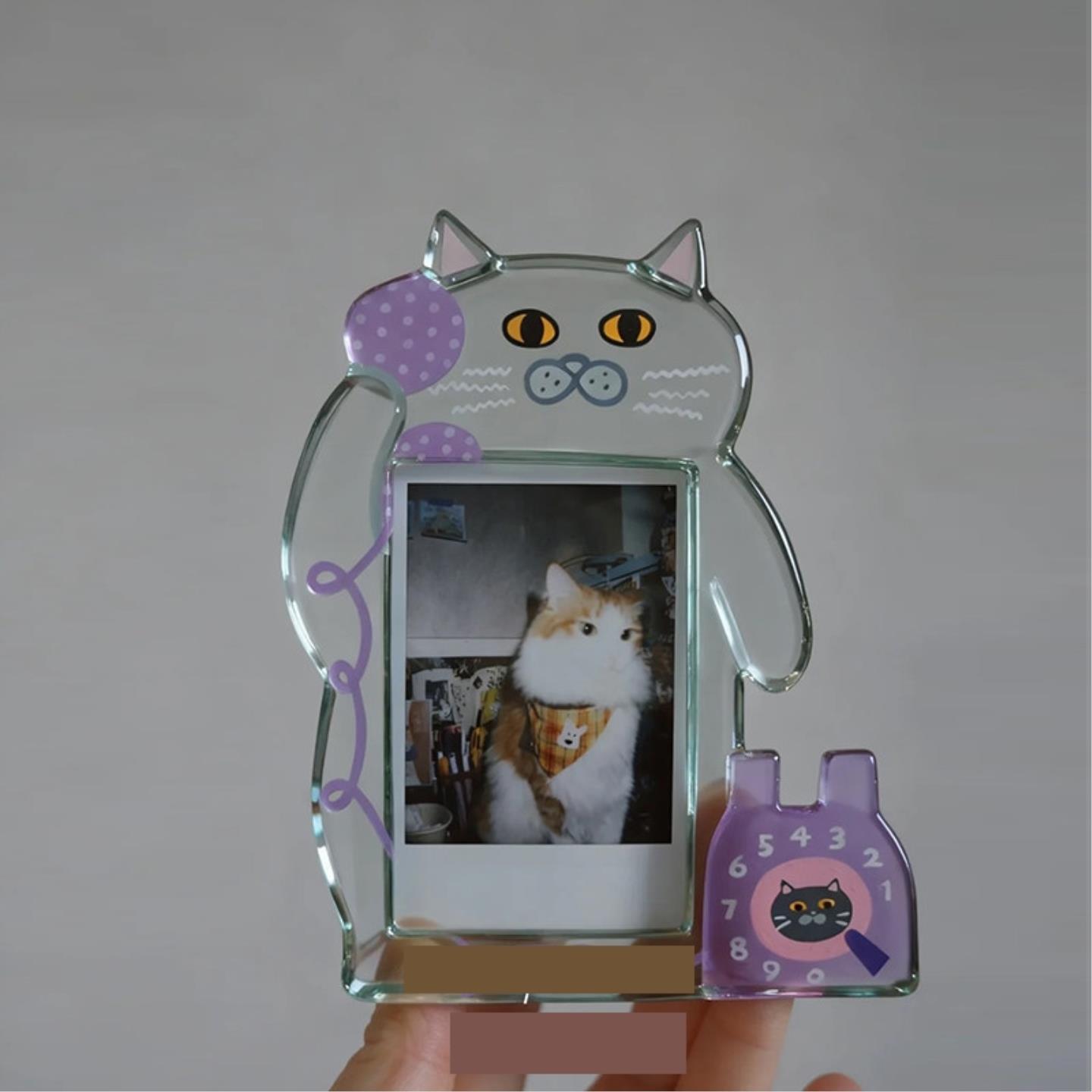 可爱亚克力小猫相框记录四季照片高颜值相片拍立得小卡展示架立牌