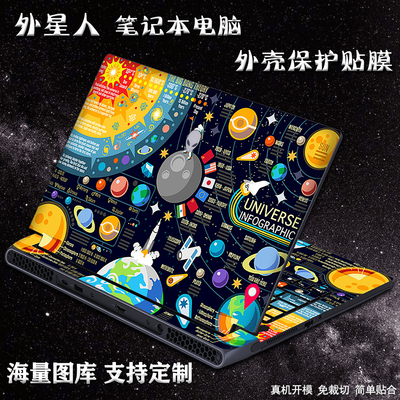 电脑贴纸不留胶适用外星人M15 R7笔记本外壳贴膜R6机身R5防刮R4R3卡通R2星舰16XAurora图案定制13保护M14贴纸