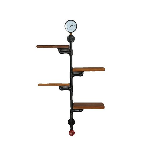 定制复古铁艺水管置物架墙上装饰壁挂书架实木多层置物架工业风u.