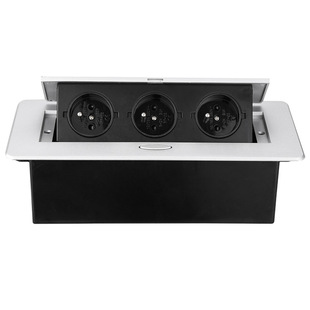 银色法标桌面插隐藏式会议电源插座跨境出口缓升弹起式桌面插座