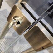 办公室玻璃门锁双门锁半单扇免打孔双开门锁单门推拉玻璃锁免开孔