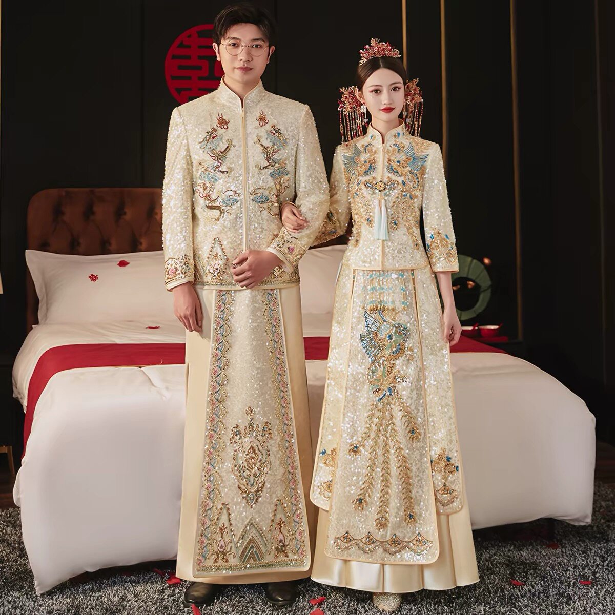 全新出租新娘秀禾服女结婚香槟色中式婚服高级秀和龙凤褂嫁衣春秋