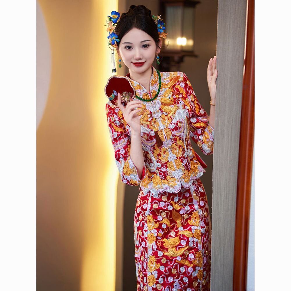重工龙凤褂新中式新娘嫁衣秀禾服婚服2026新款结婚敬酒服大五福