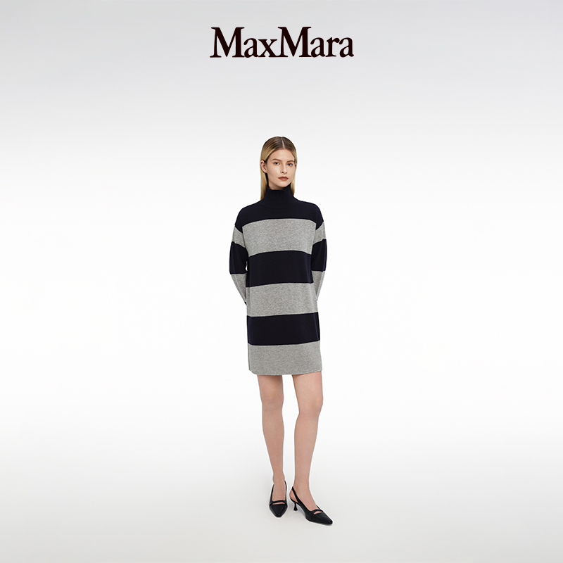 MaxMara 2025春夏女装羊毛羊绒条纹连衣裙9321025106