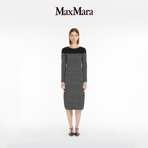 【季末甄选】 MaxMara 女装条纹针织修身连衣裙6321035106