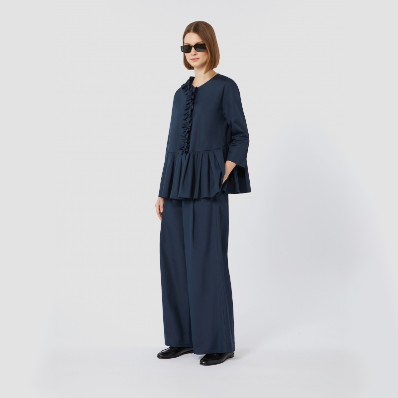 MaxMara2025早秋新品女装荷叶边水洗棉府绸衬衫9116075106