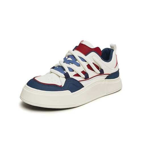 百思图24秋新款撞色街头运动板鞋厚底女休闲面包鞋VCB32AM4