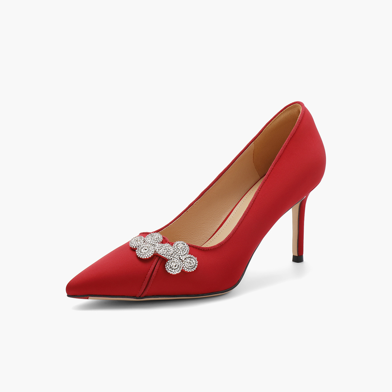 百丽气质细高跟鞋女24秋季结婚鞋子婚鞋浅口单鞋七夕礼物3JY14CQ4