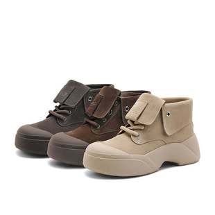 冬短靴B2165DM4 子2024新款 百丽蛋堡靴厚底工装 靴马丁靴高帮女鞋