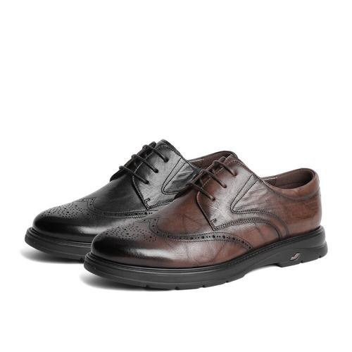 百丽男鞋布洛克商务皮鞋男2024新款商场款牛皮新郎结婚鞋8EM01AM4