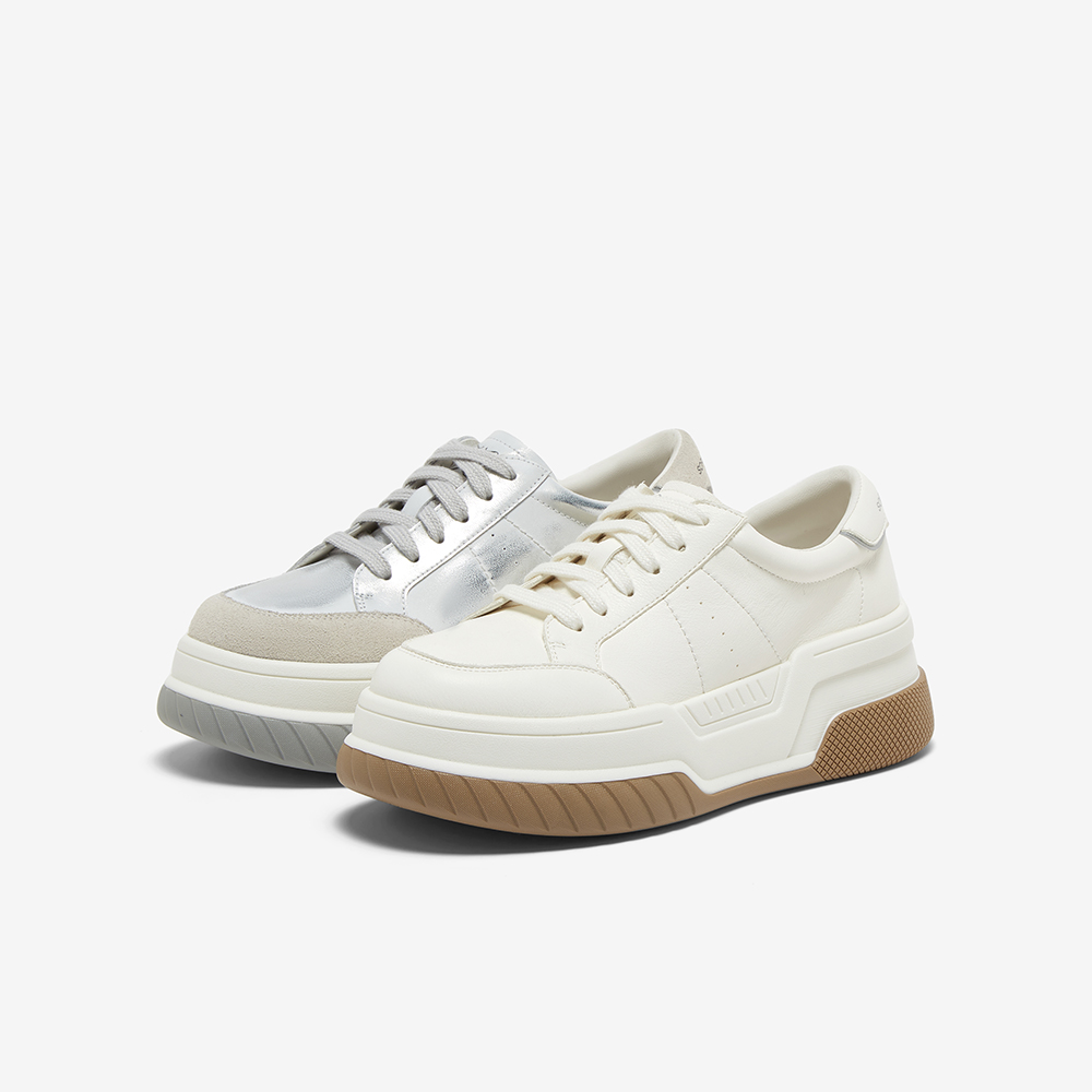 百思图25春商场新款厚底小白鞋运动板鞋女休闲松糕鞋UQI04AM5