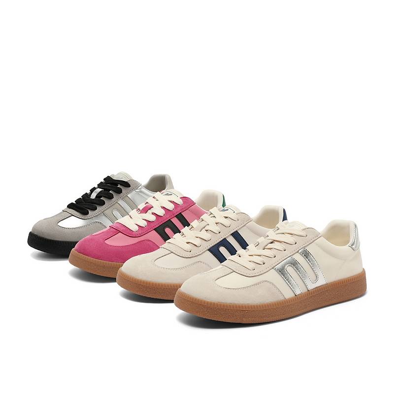 百丽德训鞋女鞋子新款芭比粉鞋休闲鞋舒适复古运动跑鞋Z7J1DCM3