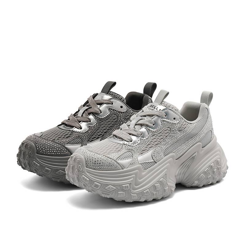 百丽鞋子老爹鞋女鞋2024新款秋季厚底运动鞋水钻休闲鞋C1E1DCM4