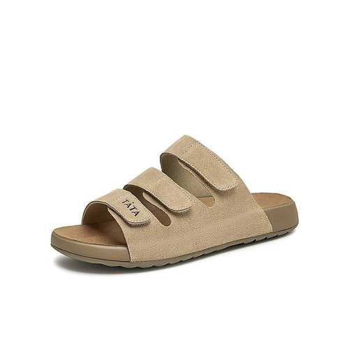 Tata他她布朗小熊复古单鞋女鞋休闲棕色真皮勃肯鞋小皮鞋CAT01BT4