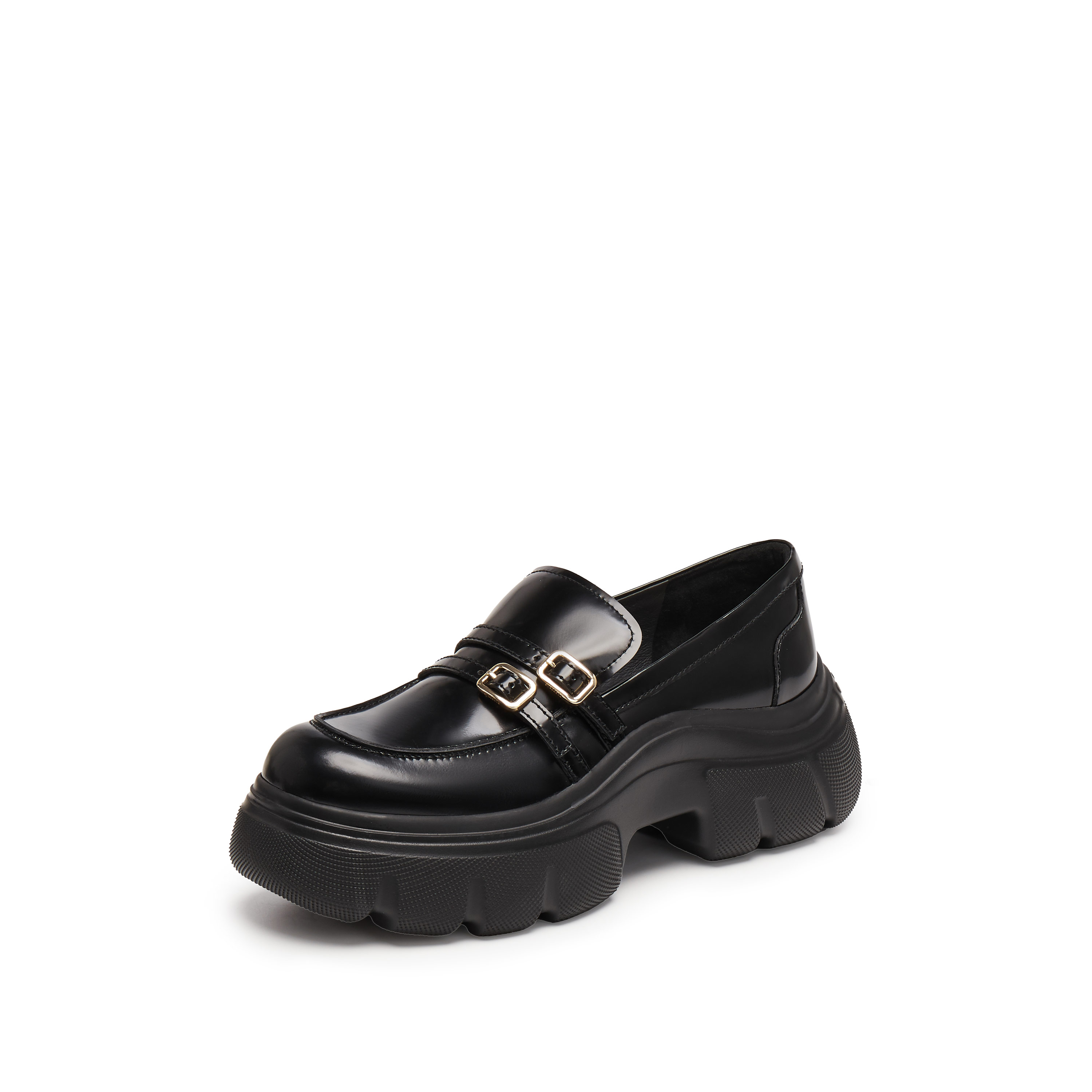 思加图2025新款英伦复古乐福鞋厚底小皮鞋一脚蹬女鞋ESF22CA5