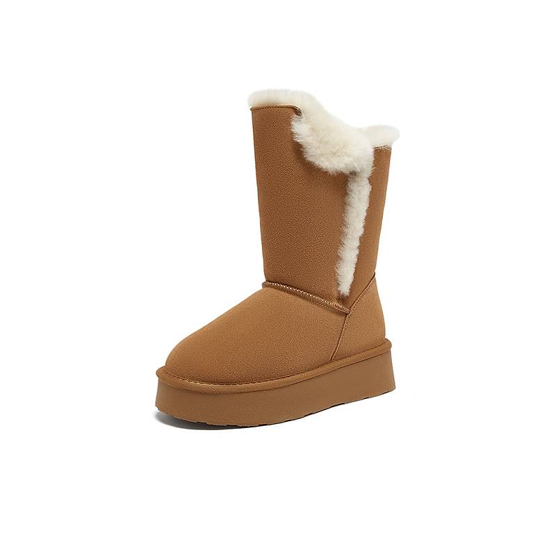 专柜正品24冬牛皮革厚底雪地靴加绒加厚极寒棉鞋女L2128DZ4