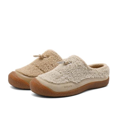 百丽Belle女鞋子24冬穆勒拖鞋加绒保暖鞋毛毛棉鞋女款B2239DM4