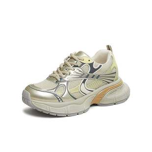 2025春新SNC01AM5 银色复古休闲运动鞋 TATA他她撞色厚底老爹鞋 女鞋