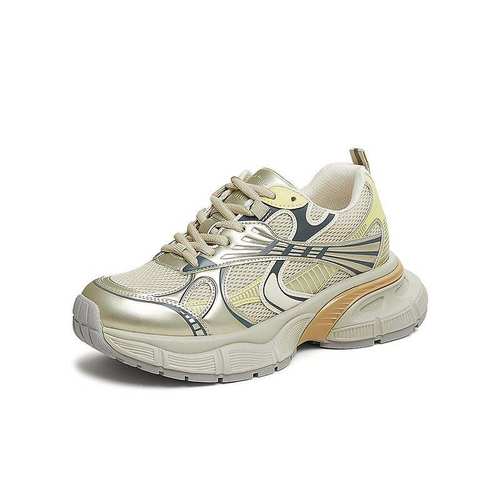 TATA他她撞色厚底老爹鞋女鞋银色复古休闲运动鞋2025春新SNC01AM5