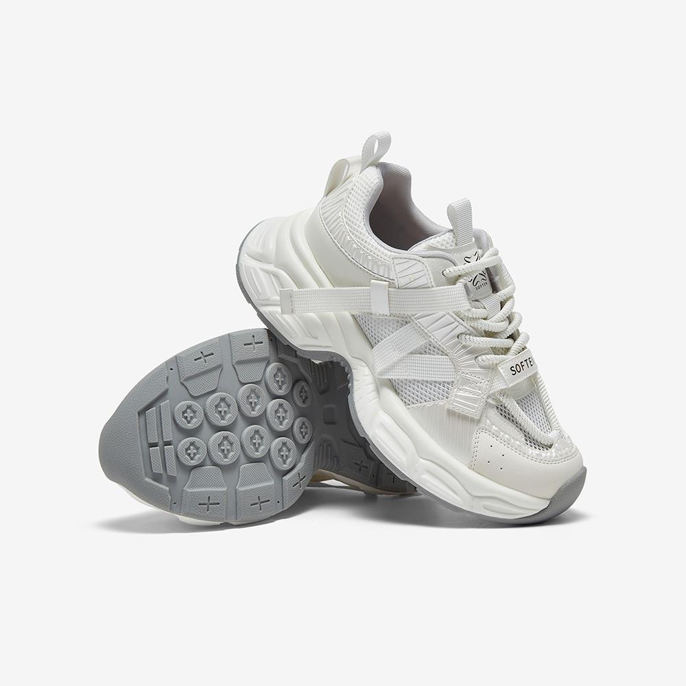 百思图2025夏商场新款显脚小银色老爹鞋厚底女运动休闲鞋B6866BM5