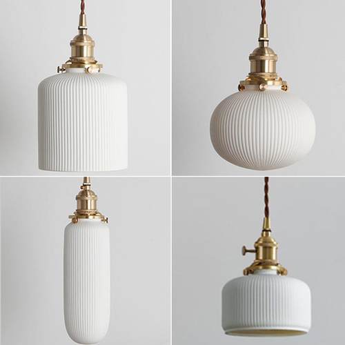 热卖创意北欧 餐厅吧台床头灯客厅卧室民宿 日式现代黄铜陶瓷吊灯