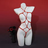 绳衣性感绑带束缚连体衣挂脖透视纯欲内衣qqny笼中鸟