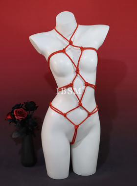 绳衣性感绑带束缚连体衣挂脖透视纯欲内衣qqny笼中鸟