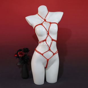绳衣性感绑带束缚连体衣挂脖透视纯欲内衣qqny笼中鸟