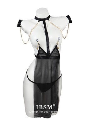 【笼中鸟】透视网纱黑色开叉套装