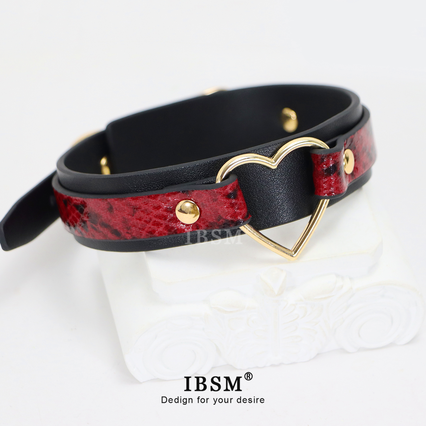 暗黑蛇纹爱心皮革颈环choker定制