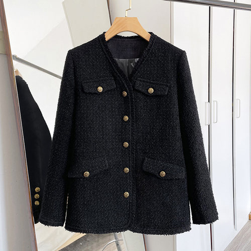 2023中长款粗花呢外套小香风