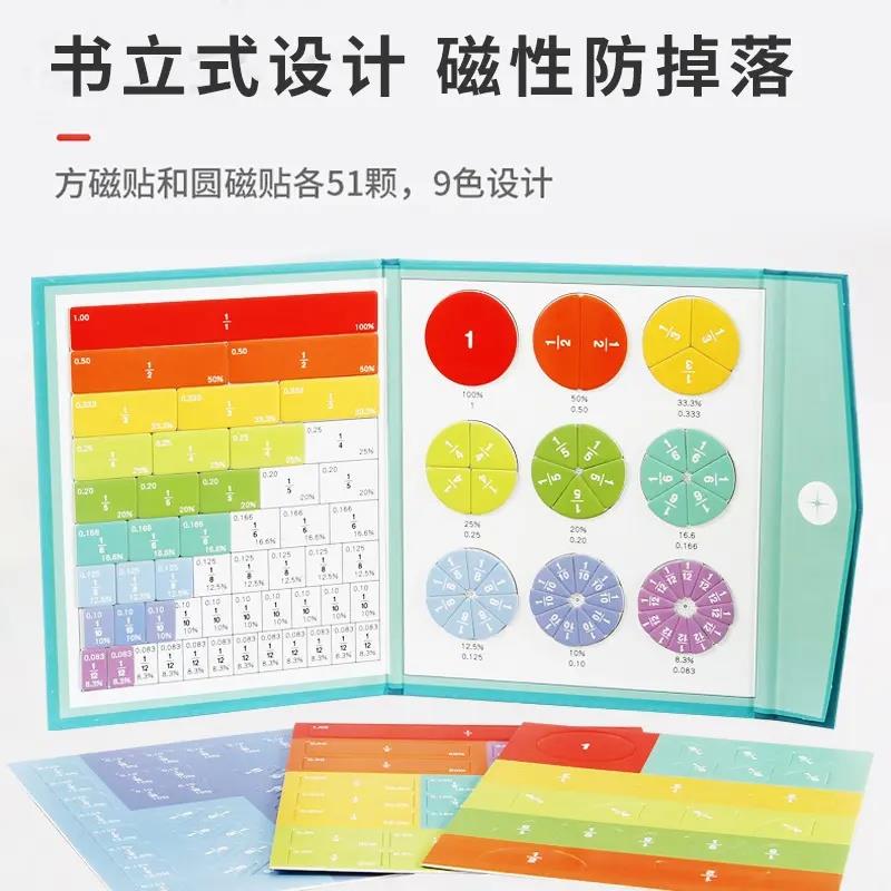 磁性分数盘教具磁吸演示小学三年级数学分子分母认知加减法运算YL
