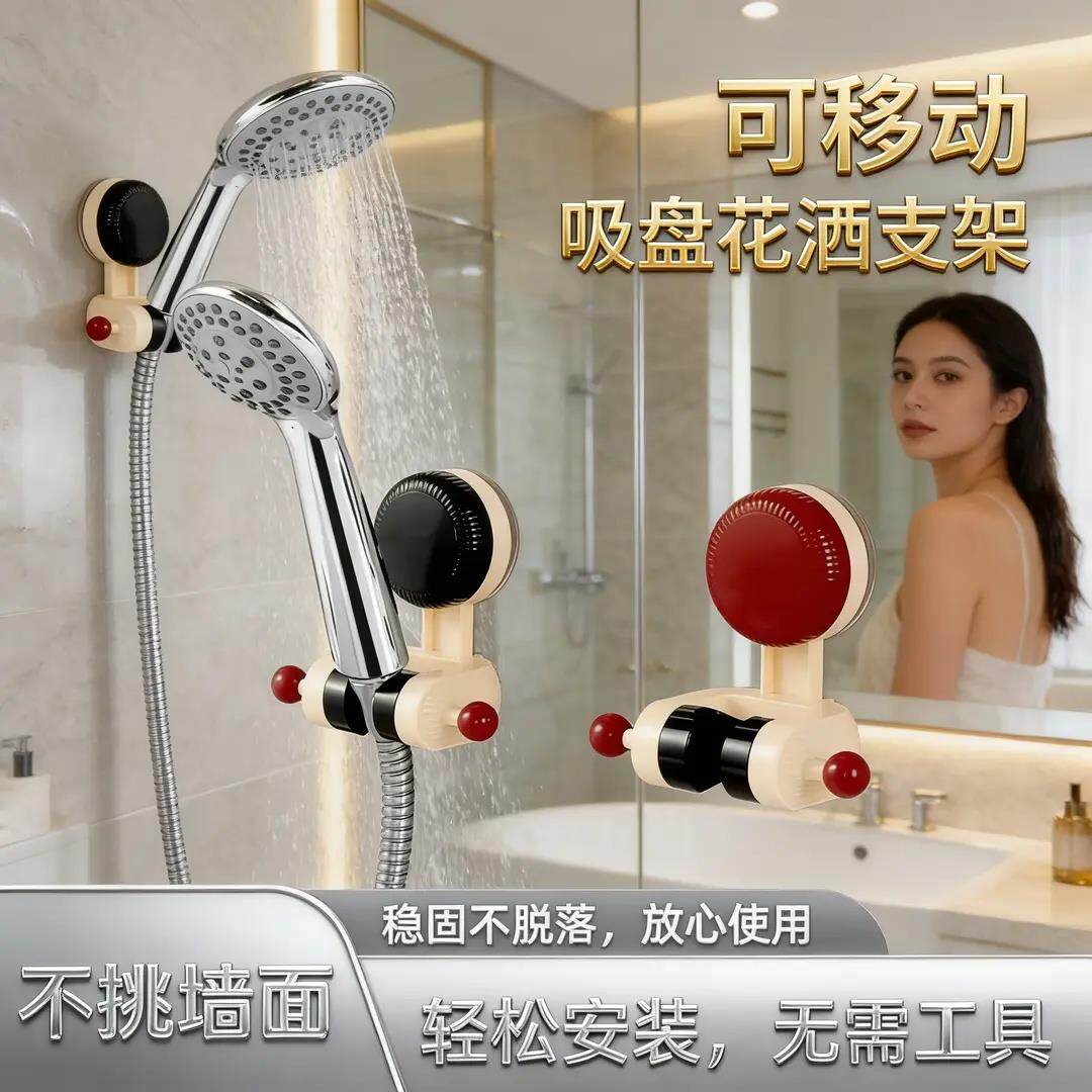 【下单立减50】升级款奶油风免打孔浴室牢固花洒支架可移动调节KP