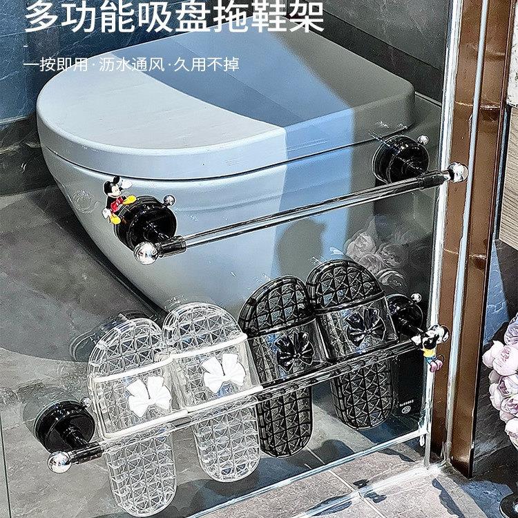 精美吸盘浴室拖鞋架免打孔壁挂式化妆室门後鞋子沥水收纳层架置物