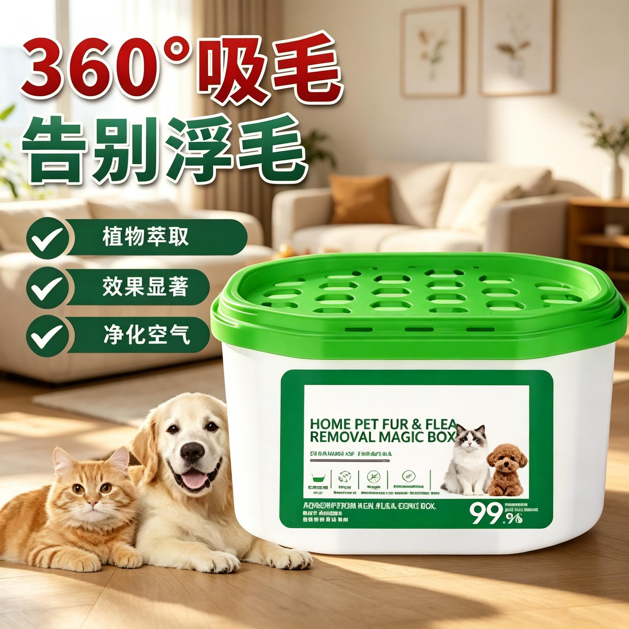 【全身不粘毛】欧联吸附猫毛粘毛发家用除猫毛狗毛清理盒子JL