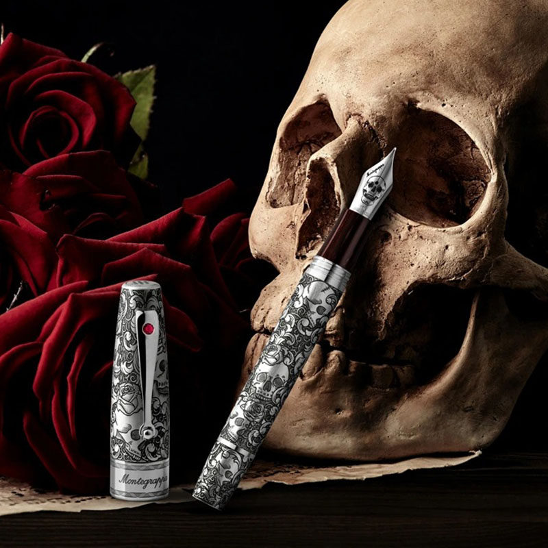 Montegrappa/万特佳限量新款意大利原装进口钢笔男士女士高档商务送礼礼盒骷髅与玫瑰墨水笔