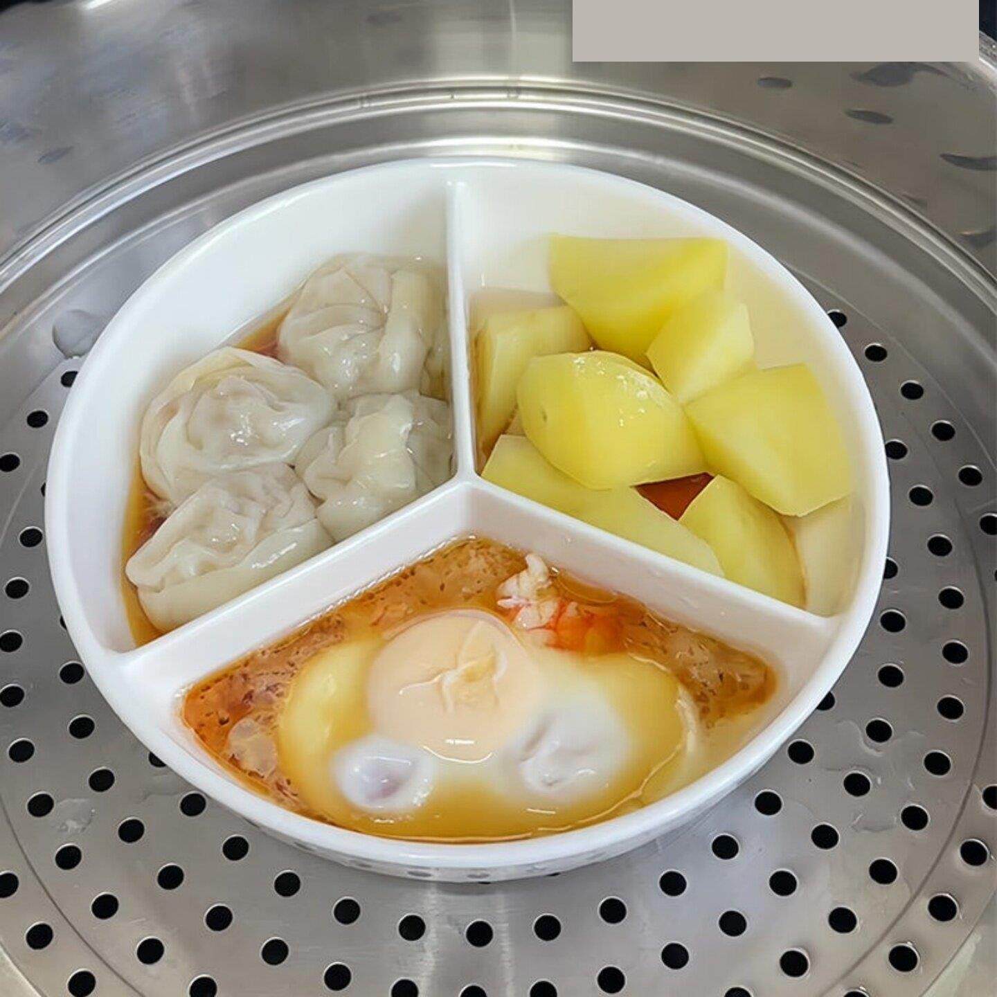 日式陶瓷蒸盘三分格减脂饭盒陶瓷定量分隔碗早餐儿童一人食餐盘