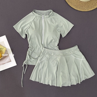 泳衣女款中学生儿童女孩12岁初高中游泳衣保守少女运动分体休闲