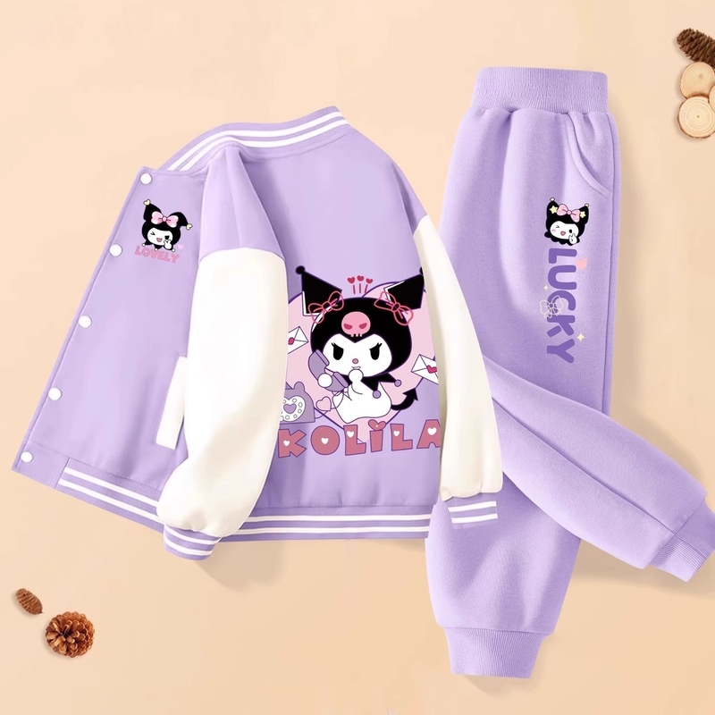 库洛米外套秋装两件套童装儿童kuromi棒球服裤子秋冬款衣服女孩子