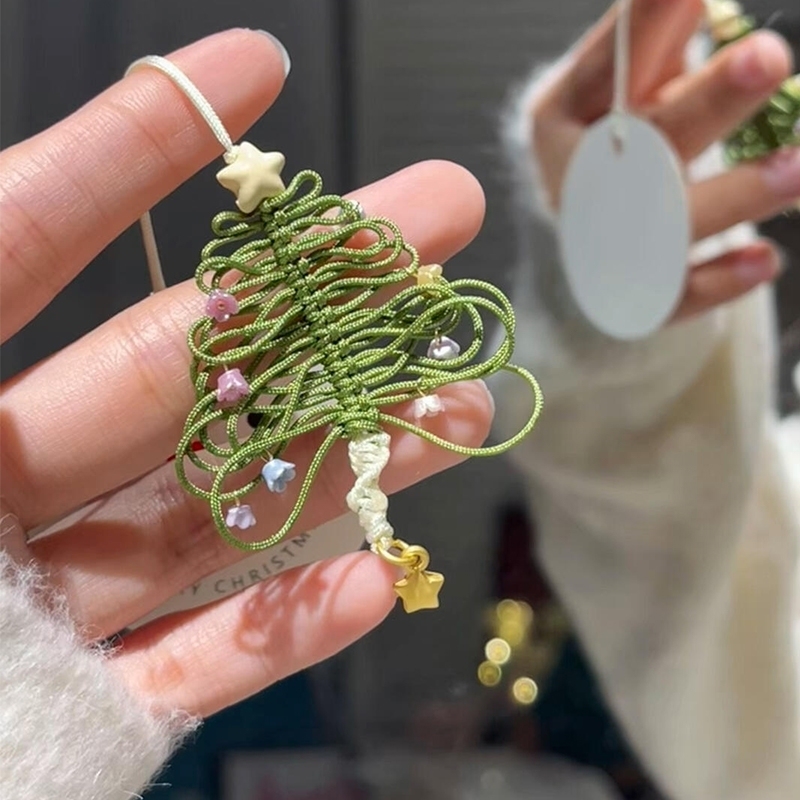 圣诞树小挂件创意手工编绳diy材料包自制礼品送朋友闺蜜手机挂饰