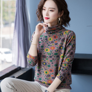 半高领打底衫女秋冬季新款内搭薄绒长袖t恤妈妈装洋气修身上衣女