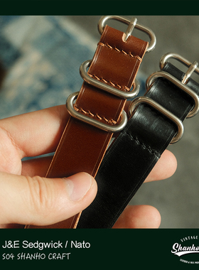 英国J&E马缰革 Nato表带不锈钢表扣配件手工制作表带 腕带