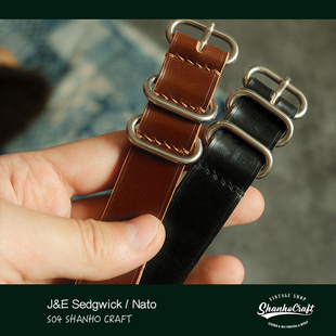 英国J&E马缰革 Nato表带不锈钢表扣配件手工制作表带 腕带