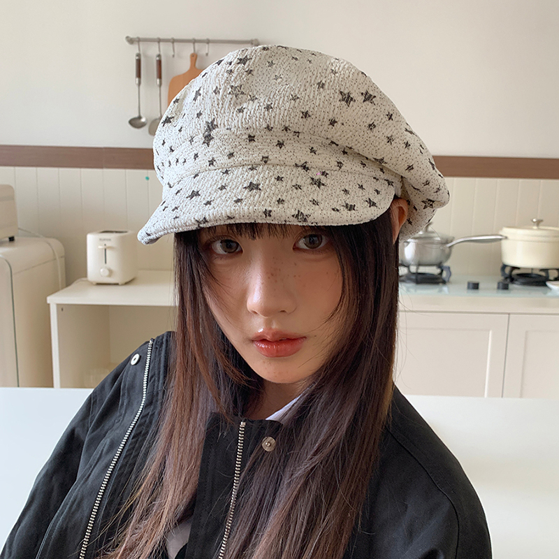 日系星星贝雷帽子女春秋画家帽子