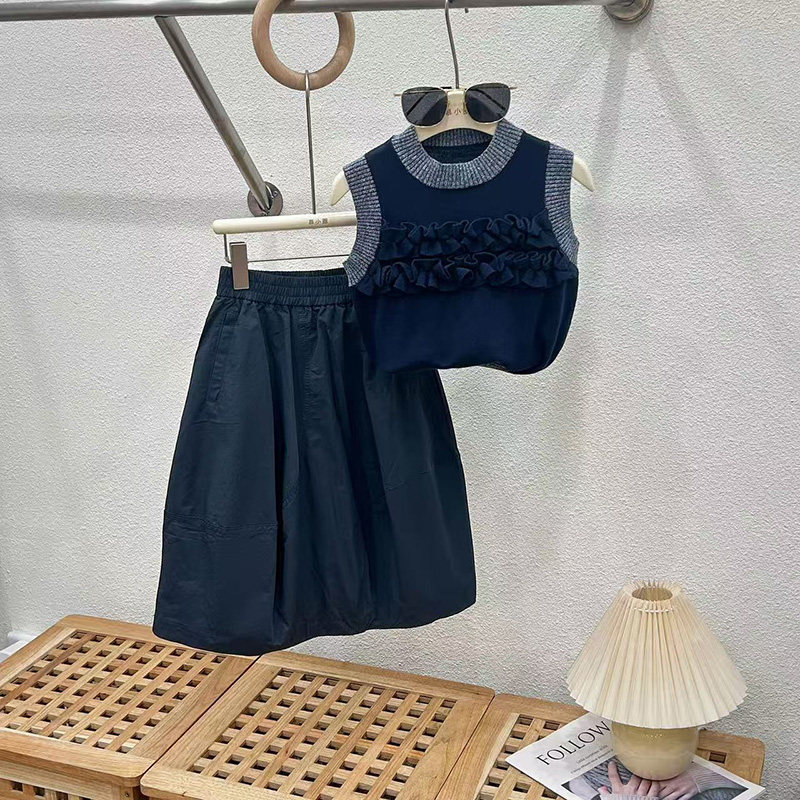 女童夏季套装2026新款洋气时髦儿童运动夏装长裙中大童裙子两件套