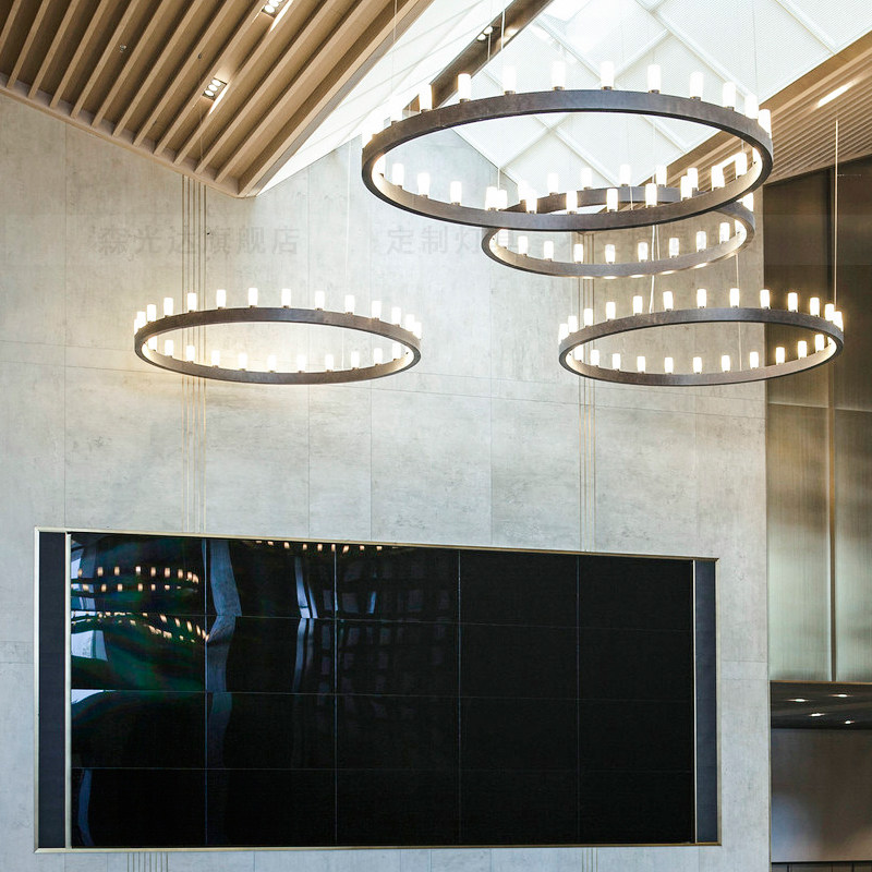 私人定制圆形别墅高层工程艺术服装店灯具创意旋转楼梯吊灯